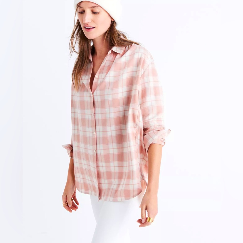 Madewell Oversized Ex Boyfriend Plaid Long Sleeve 💕